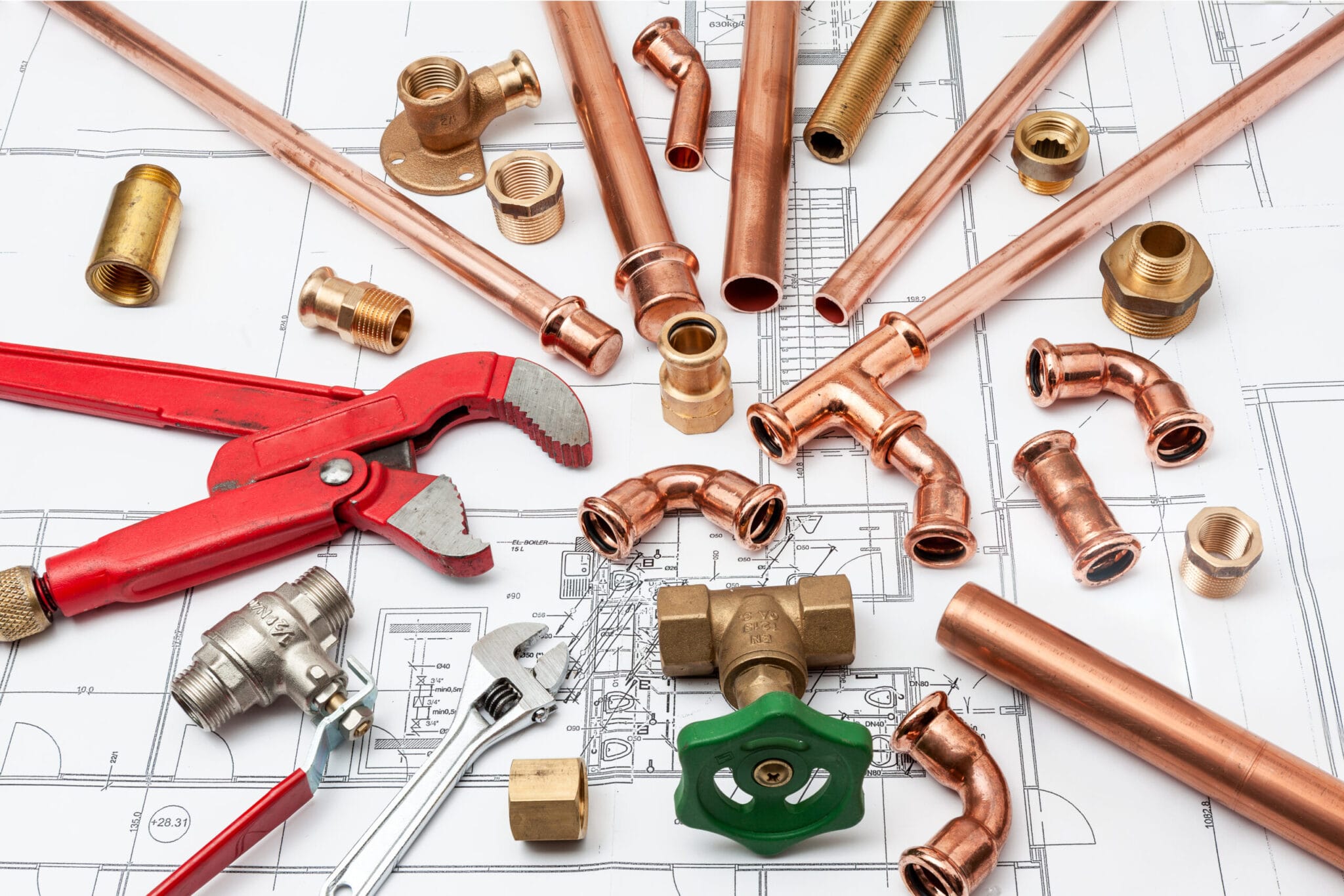 Copper pipe fittings and plumbing parts for Fayetteville, Georgia repairs