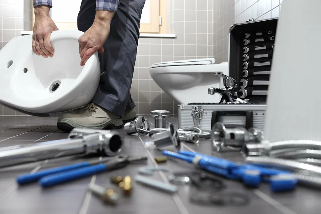 Plumbing tools prepared for a bathroom repair in Fayetteville